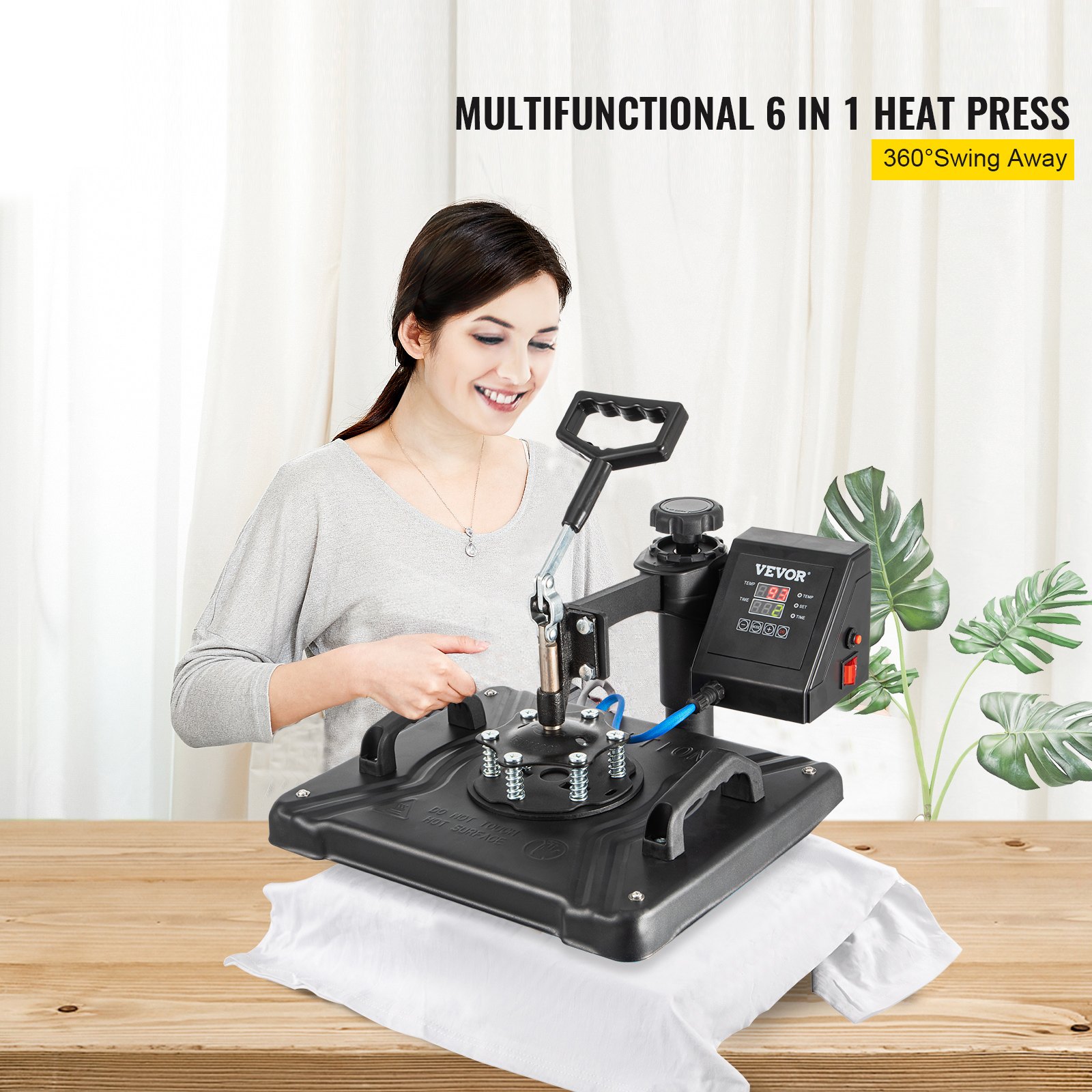VEVOR Heat Press, Multifunctional Sublimation Transfer Machine 12 x15 inch, 6  Accessories 360 Degree Rotation Swing Away Heat Press, DIY Printing T-shirts Hat Mug Cap Plate, 1050W