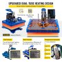 VEVOR Heat Press 5 in 1 12x15 Inch Sublimation Machine 1000W Blue Multifunctional Swing Away Heat Press T-Shirt Printer Transfer Dual-Tube Heating 360 Degree Rotation for DIY Cap and Mugs