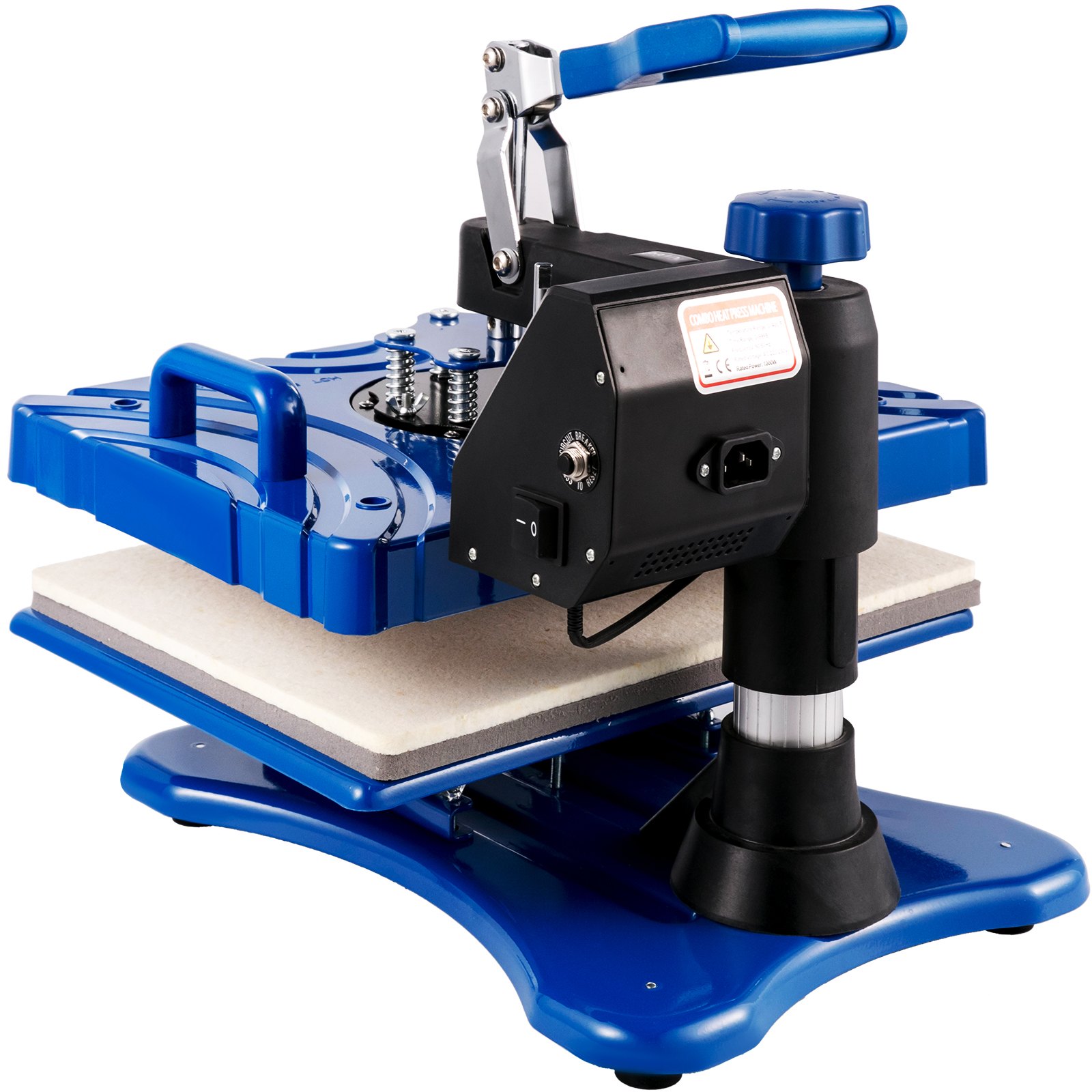 VEVOR Heat Press 5 in 1 12x15 Inch Sublimation Machine 1000W Blue Multifunctional Swing Away Heat Press T-Shirt Printer Transfer Dual-Tube Heating 360 Degree Rotation for DIY Cap and Mugs