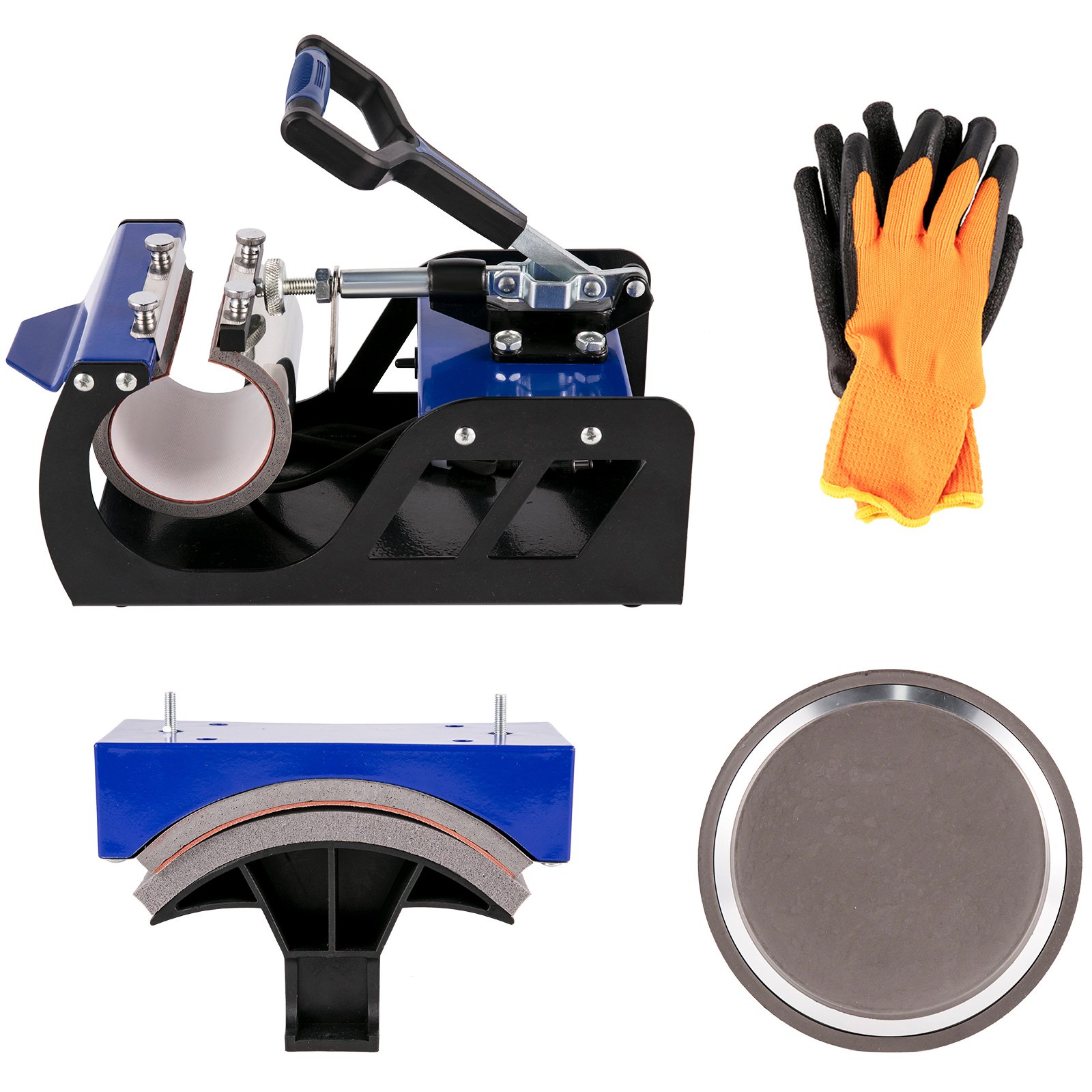 VEVOR Heat Press 5 in 1 12x15 Inch Sublimation Machine 1000W Blue Multifunctional Swing Away Heat Press T-Shirt Printer Transfer Dual-Tube Heating 360 Degree Rotation for DIY Cap and Mugs