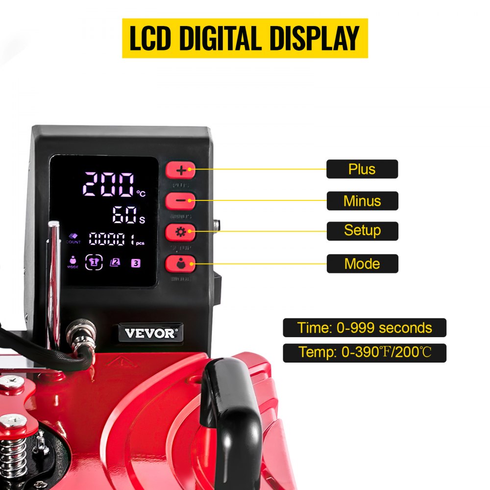 VEVOR Heat Press 6 In 1 Heat Press 12X15 Red Sublimation Machine for Shoes Mug