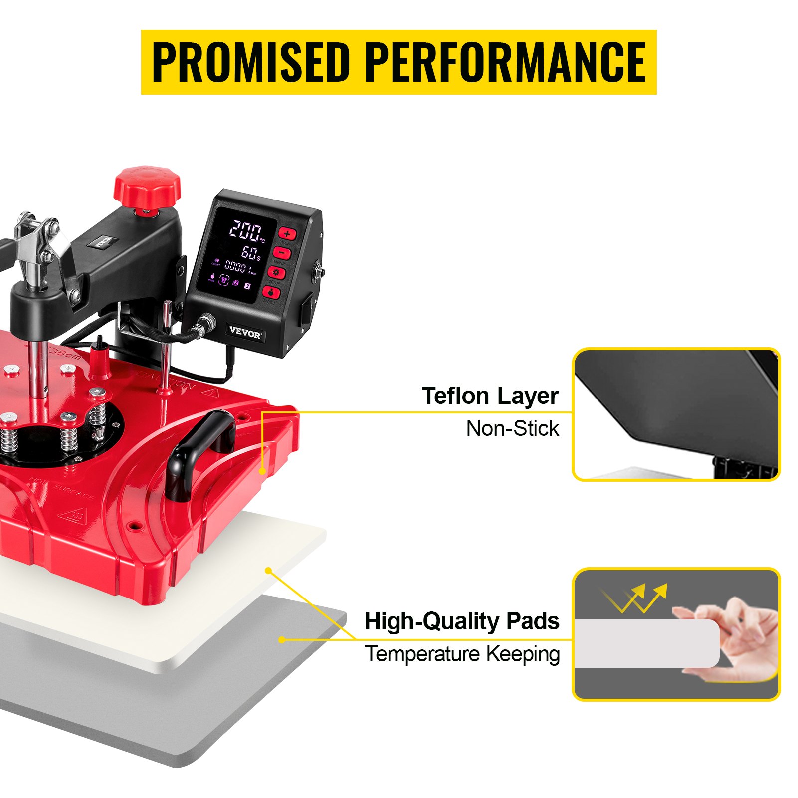 VEVOR Heat Press 6 In 1 Heat Press 12X15 Red Sublimation Machine for Shoes Mug