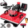Vevor Heat Press 6 In 1 Heat Press 12x15 Red Sublimation Machine For Shoes Mugs