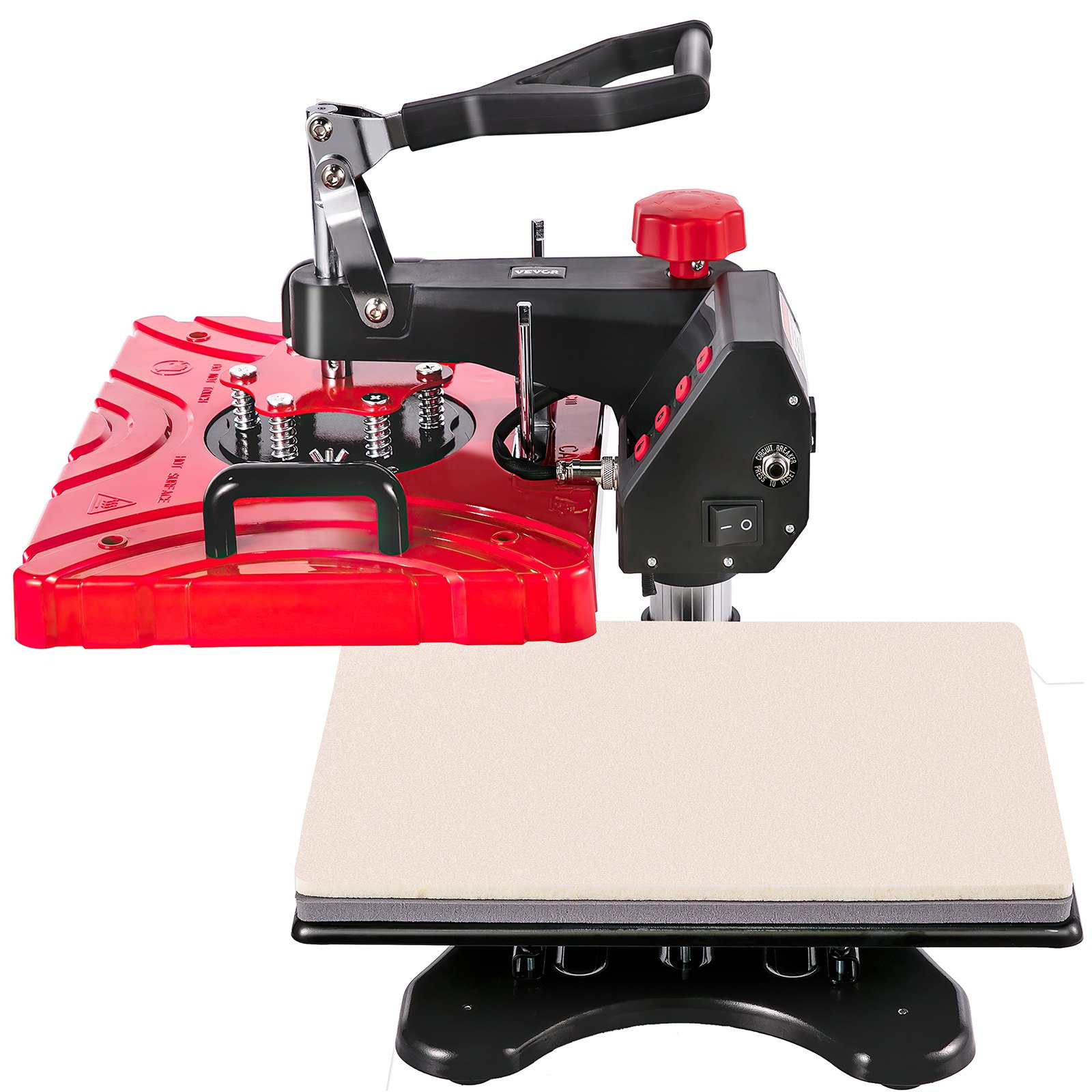 VEVOR Heat Press 5 In 1 Heat Press 12X15 Red Sublimation Machine for Cap Mug