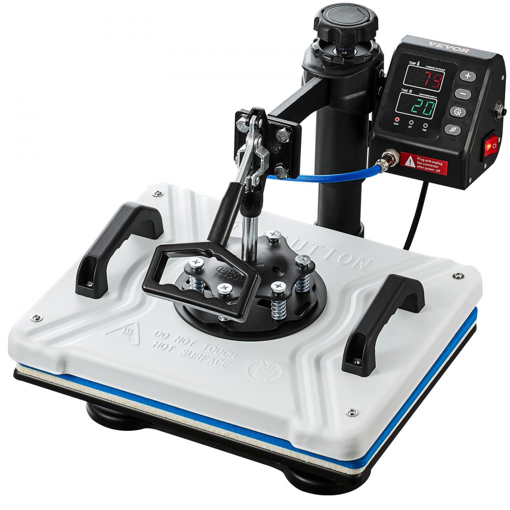 VEVOR Heat Press 30.5x38.1 cm 10 In 1 Heat Press 1000W Heat Press Machine with 360° Rotation Swing Away White Heat Press T-Shirt Sublimation Machine Dual-tube Heating for DIY Pens Caps Mugs and Shirts