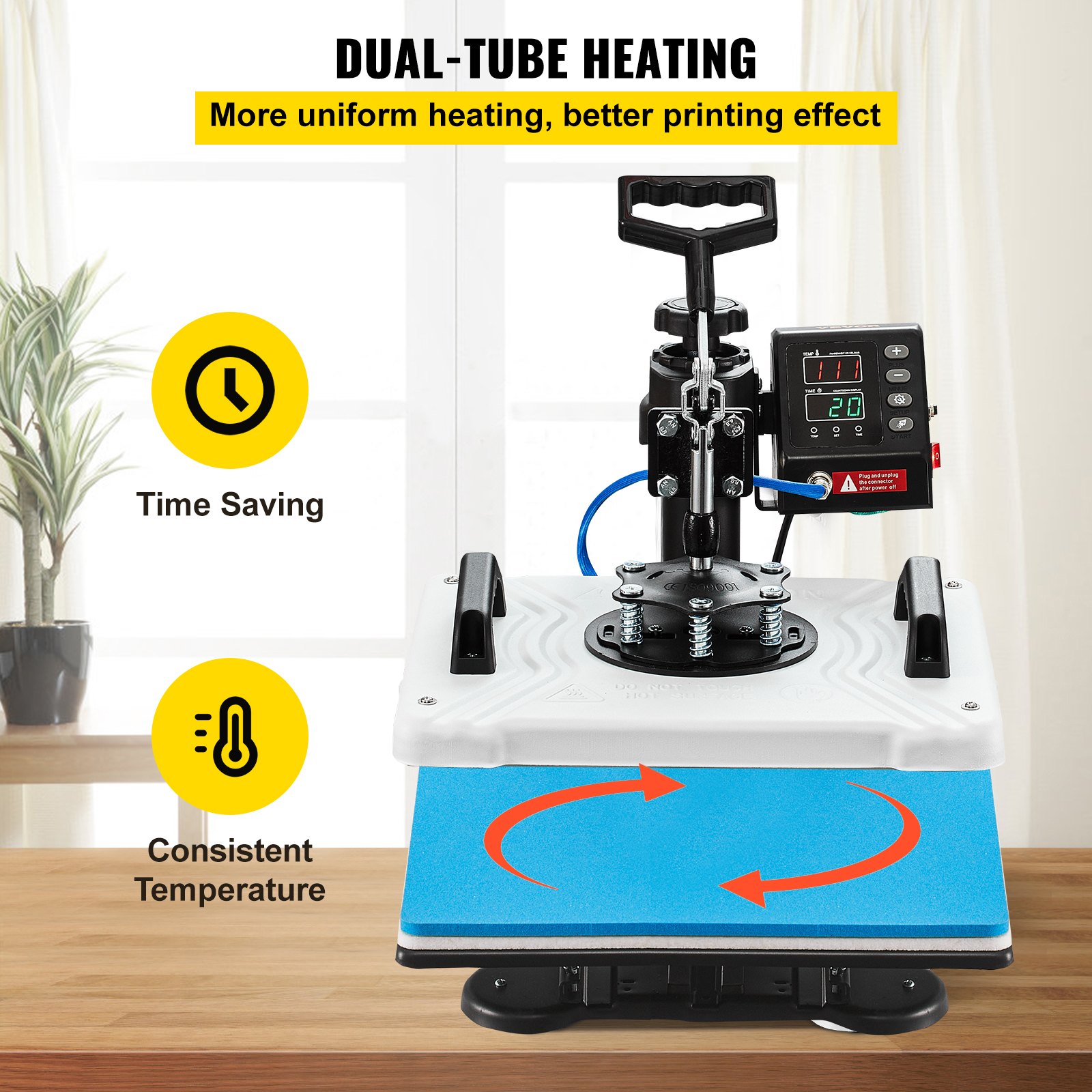 VEVOR Heat Press 30.5x38.1 cm 10 In 1 Heat Press 1000W Heat Press Machine with 360° Rotation Swing Away White Heat Press T-Shirt Sublimation Machine Dual-tube Heating for DIY Pens Caps Mugs and Shirts