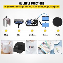 VEVOR Heat Press 12X15 Inch 10 In 1 Heat Press 1000W Heat Press Machine with 360°Rotation Swing Away Black 10 In 1 T-Shirt Sublimation Machine Dual-tube Heating for DIY Pens Caps  Mugs and Shirts