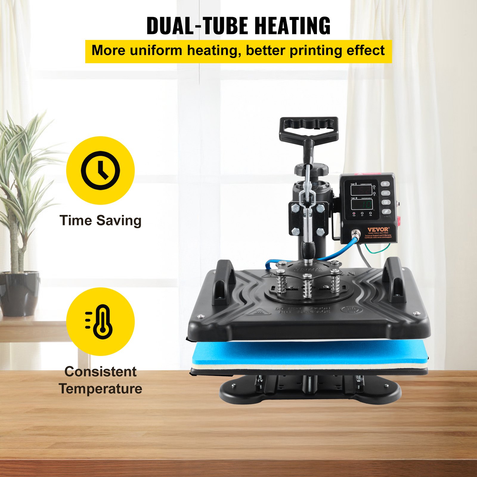 VEVOR Heat Press 30.5x38.1 cm 10 In 1 Heat Press 1000W Heat Press Machine with 360°Rotation Swing Away Black 10 In 1 T-Shirt Sublimation Machine Dual-tube Heating for DIY Pens Caps Mugs and Shirts