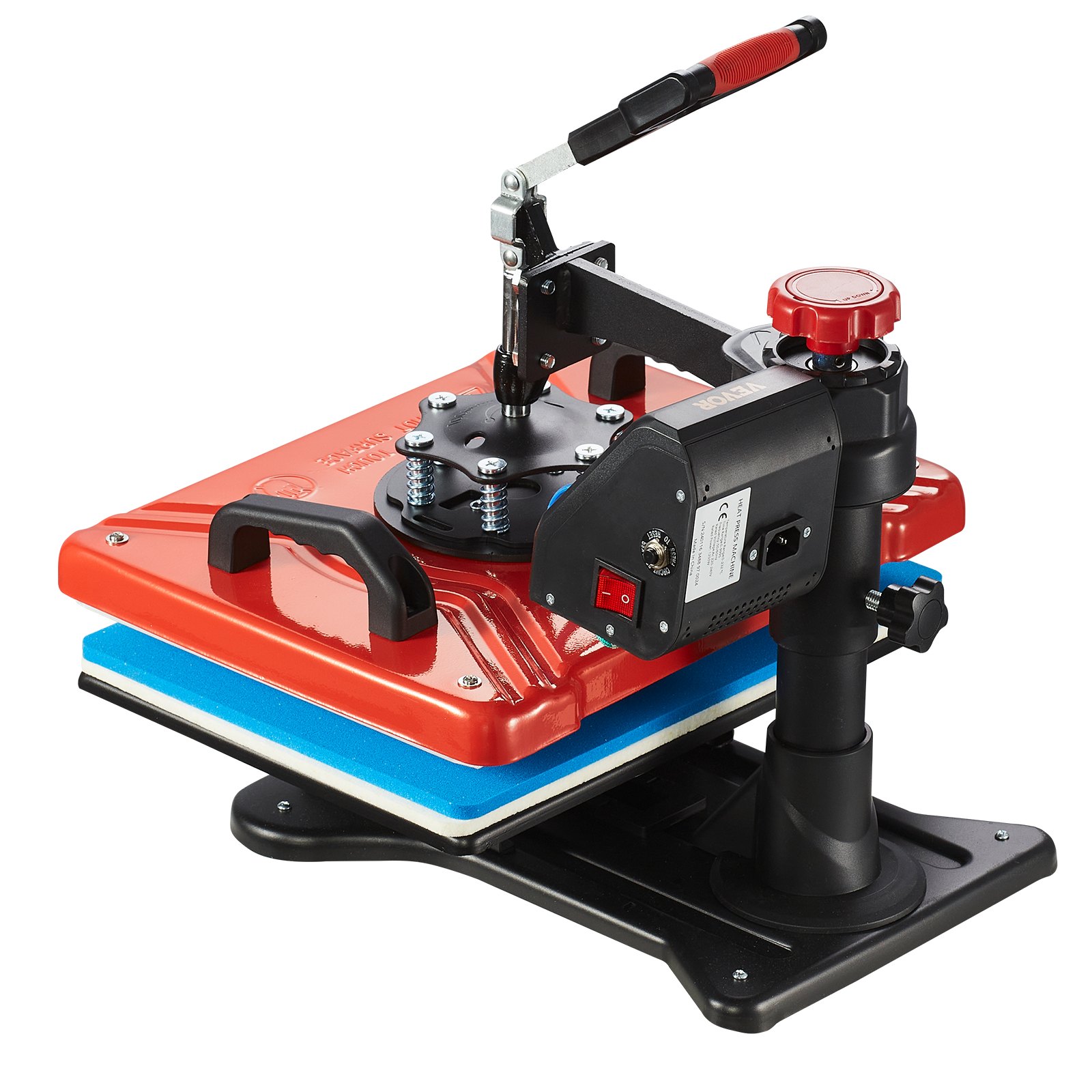 VEVOR Heat Press 30.5x38.1 cm 10 In 1 Heat Press 1000W Heat Press Machine with 360° Rotation Swing Away Red Heat Press T-Shirt Sublimation Machine Dual-tube Heating for DIY Pens Caps Mugs and Shirts