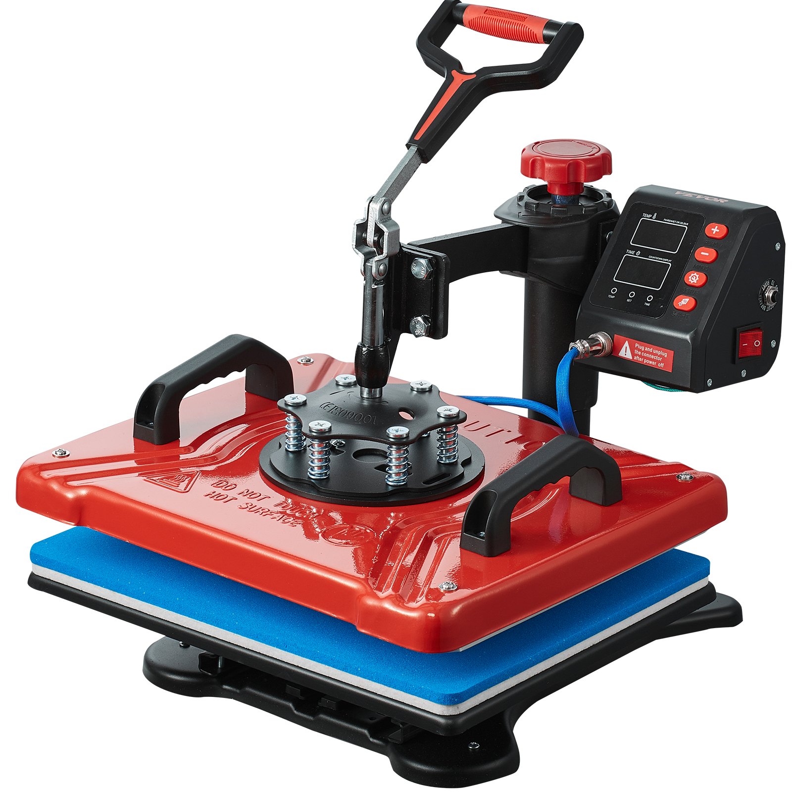 VEVOR Heat Press 30.5x38.1 cm 10 In 1 Heat Press 1000W Heat Press Machine with 360° Rotation Swing Away Red Heat Press T-Shirt Sublimation Machine Dual-tube Heating for DIY Pens Caps Mugs and Shirts