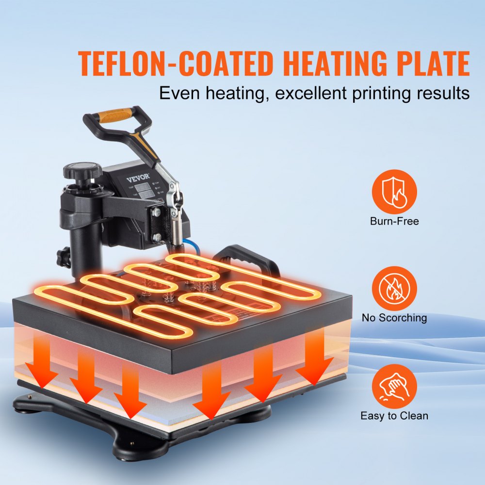 VEVOR Heat Press, 5 in 1 15 x 15 Inch Heat Press Machine, Dual LED Display Heat Press Machine, Multifunctional Sublimation, for T-Shirts, Swing Away Design