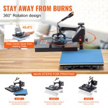 VEVOR Heat Press 15x15 Inch Heat Press Machine 5 in 1 Multifunctional Sublimation Dual LED Display Heat Press Machine for t Shirts Swing Away Design