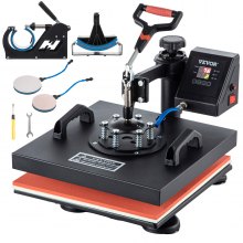 VEVOR 4 in 1 Hat Press, Hat Heat Press Machine for Caps with 4pcs Interchangeable Platens(6x3/6.7x2.7/6.7x3.8/8.1x3.5) - No Crease, LCD
