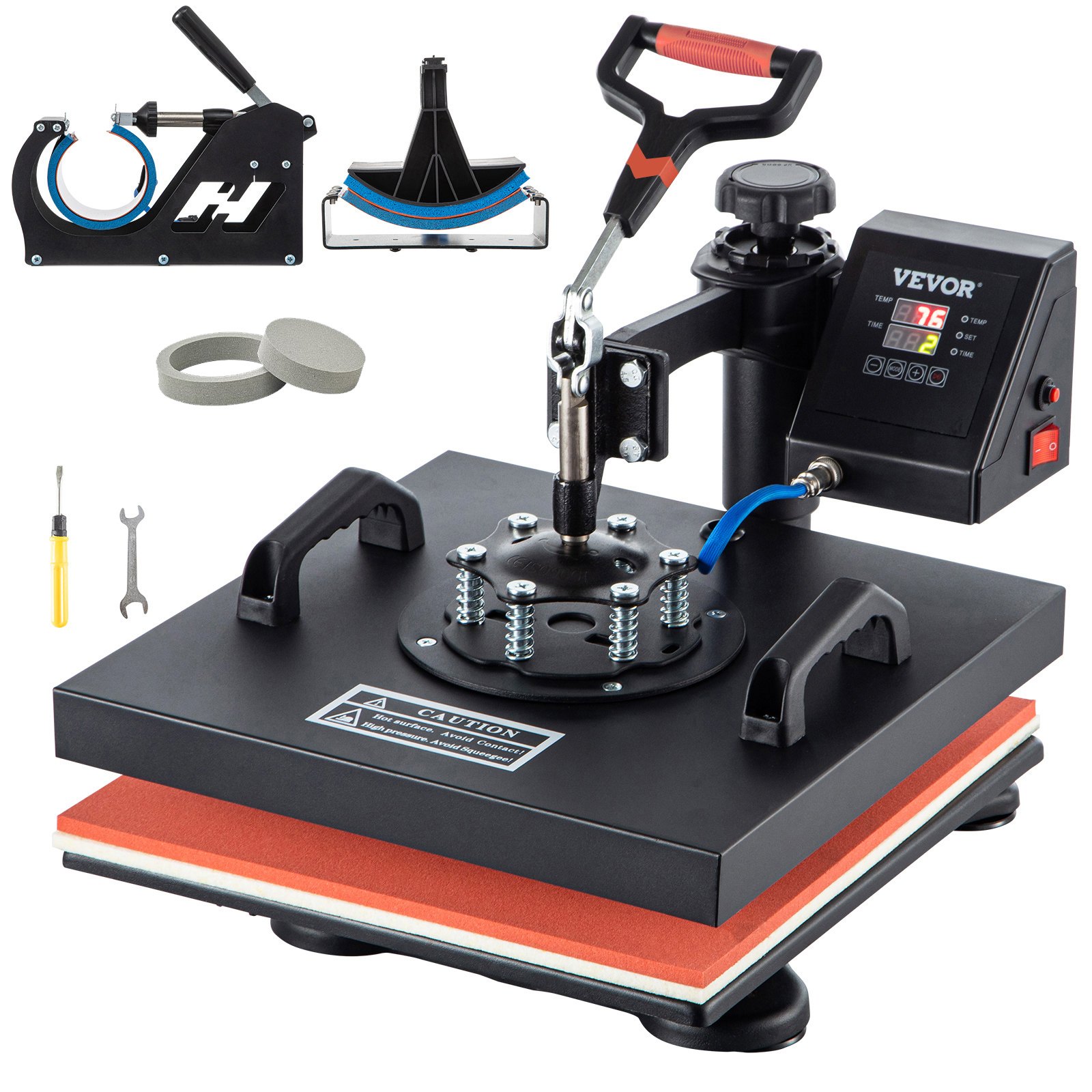 VEVOR Heat Press, 5 in 1 15 x 15 Inch Heat Press Machine, Dual LED Display Heat Press Machine, Multifunctional Sublimation, for T-Shirts, Swing Away Design