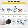 VEVOR Heat Press 12 X 15 Inch 5 in 1 Heat Press 1250W Heat Press Machine Swing Away Heat Press T-Shirt Sublimation Printer Transfer 360 Degree Rotation for DIY Shoes Hat and T-Shirts (White)