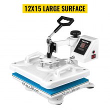 VEVOR Heat Press 12 X 15 Inch 5 In 1 Heat Press 1250W Heat Press Machine Swing Away White Heat Press T-Shirt Sublimation Printer Transfer 360 Degree Rotation for DIY Shoes Hat  and T-Shirts