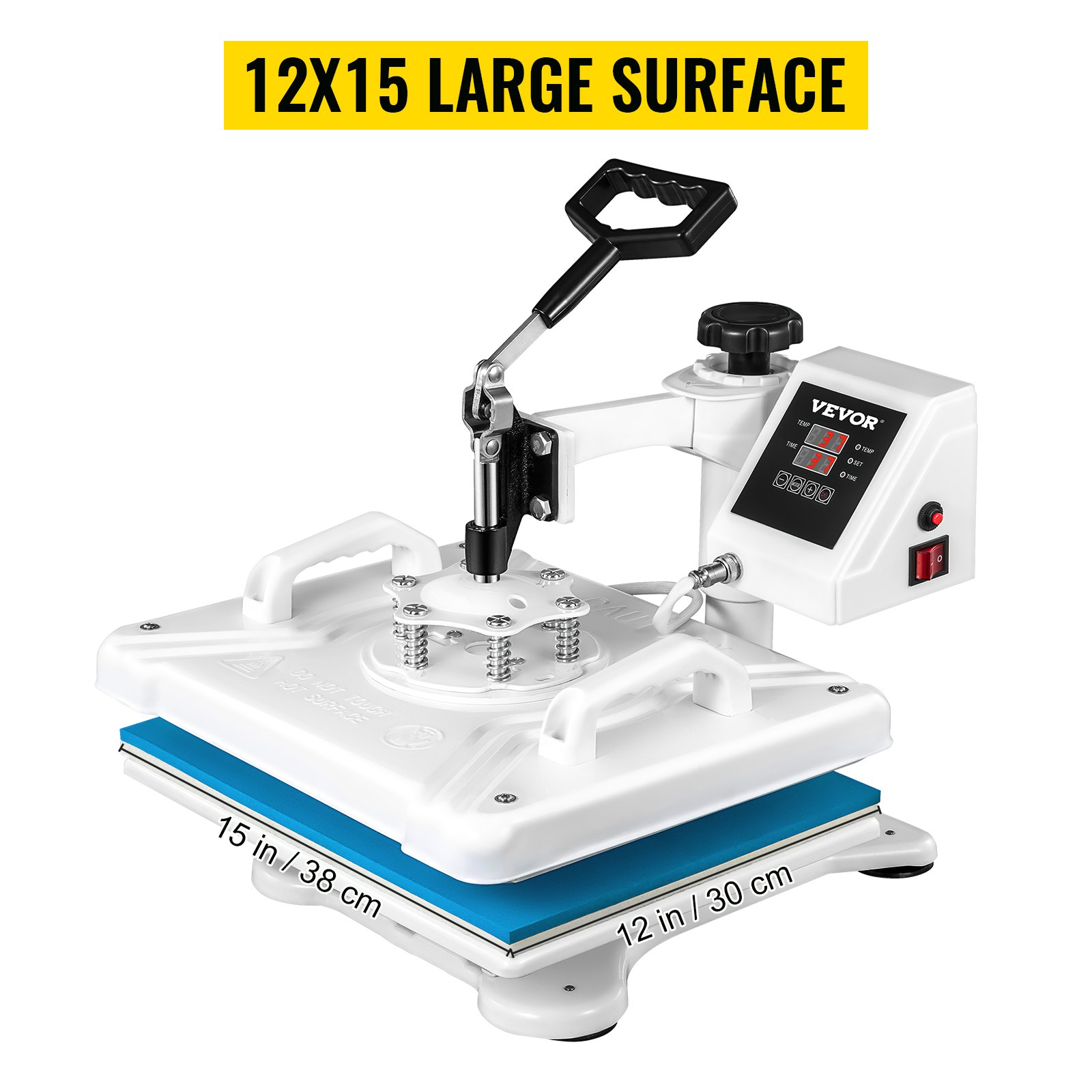 VEVOR Heat Press 30.5 x 38.1 cm 5 In 1 Heat Press 1250W Heat Press Machine Swing Away White Heat Press T-Shirt Sublimation Printer Transfer 360 Degree Rotation for DIY Shoes Hat and T-Shirts