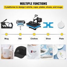 VEVOR Heat Press 12 X 15 Inch 5 In 1 Heat Press 1250 W Heat Press Machine Swing Away Black Heat Press T-Shirt Sublimation Printer Transfer 360 Degree Rotation for DIY T-Shirts Hat and Shoes