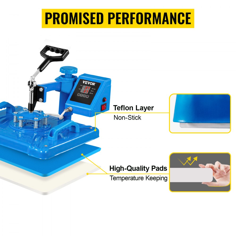 Heat Press 5 In 1 Heat Press 12 X 15 Inch Blue Heat Press Machine for Hat Shoes