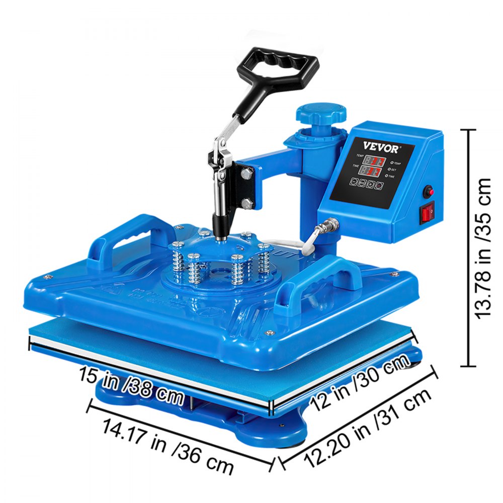 Heat Press 5 In 1 Heat Press 12 X 15 Inch Blue Heat Press Machine for Hat Shoes