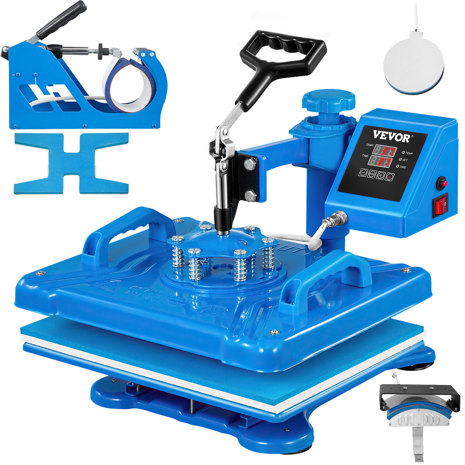 Heat Press 5 In 1 Heat Press 12 X 15 Inch Blue Heat Press Machine for Hat Shoes