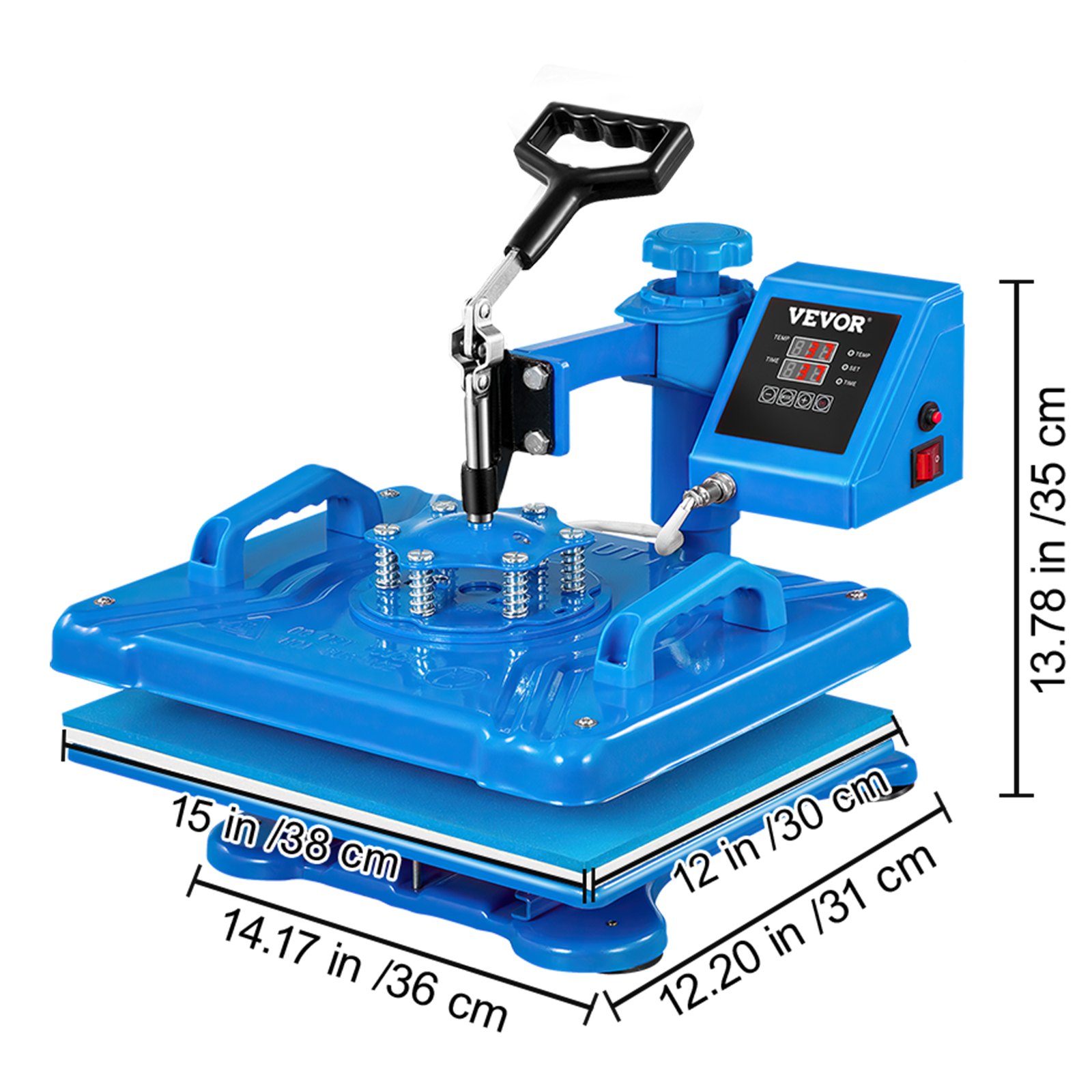 Heat Press 5 In 1 Heat Press 12 X 15 Inch Blue Heat Press Machine for Hat Shoes