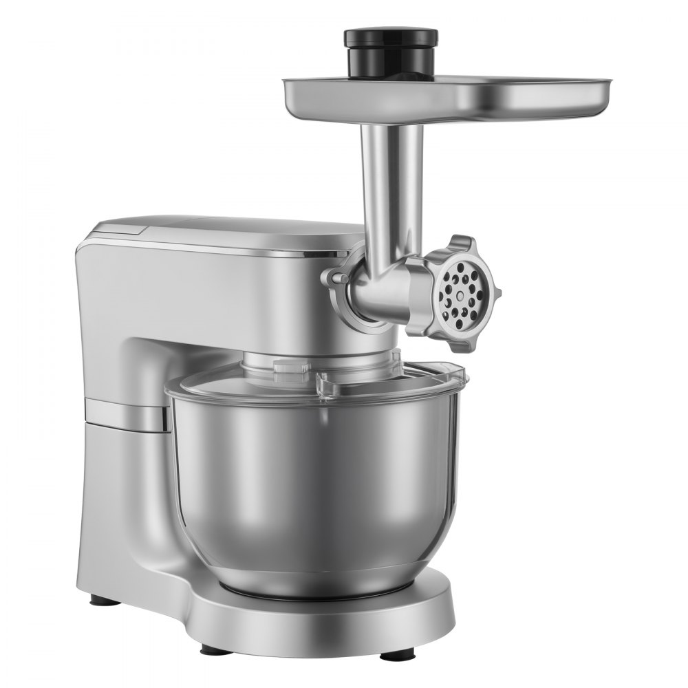 VEVOR Stand Mixer, 6 L Electric Kitchen Mixer, 1500W Dough-Mixer, 6+P Speeds Tilt-head Food-Mixer with 1.5 L Blender Cup, Stainless Steel Bowl, Dough Hook, Whisk, Beater, for Baking, Mixing, Silver