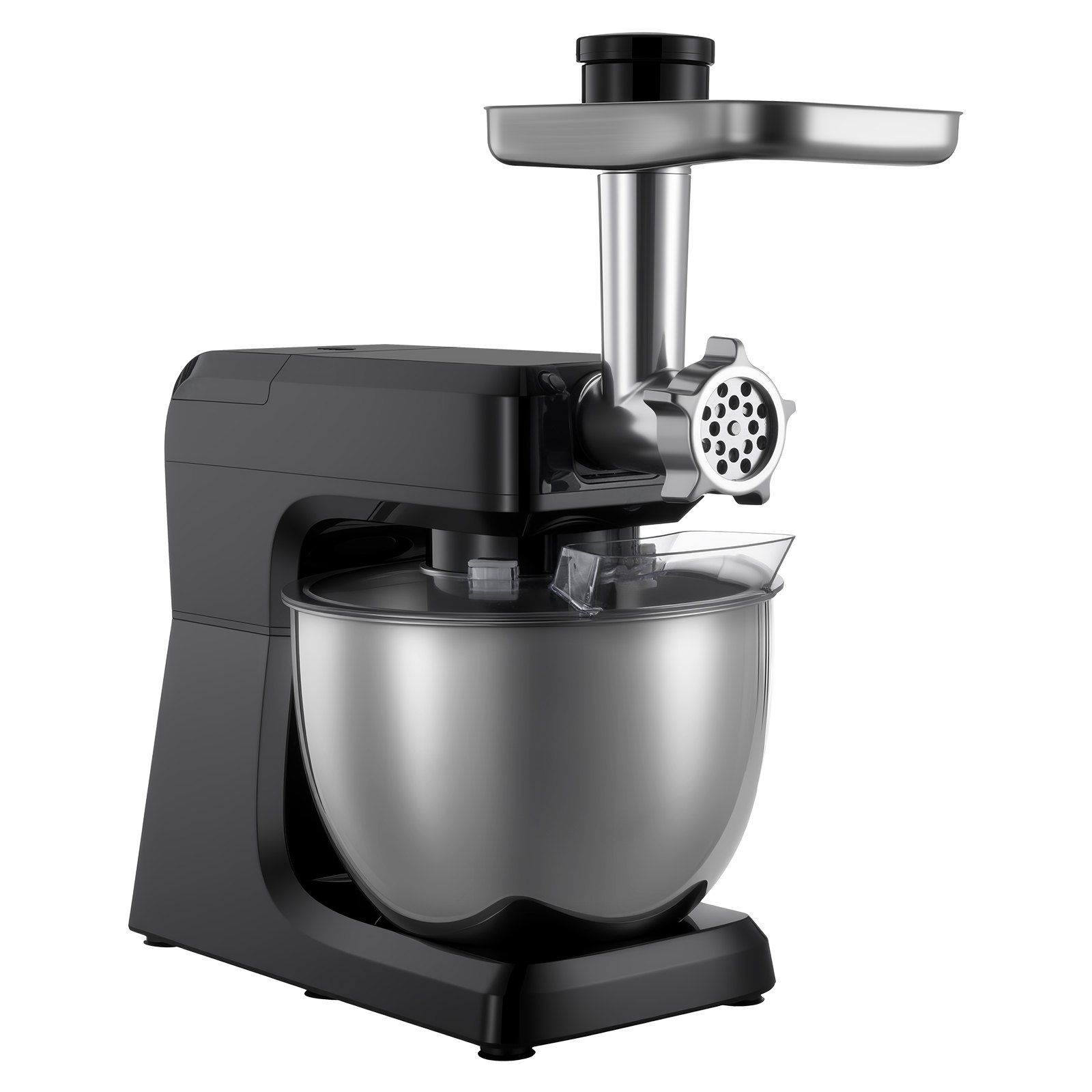 VEVOR Stand Mixer, 7.8 L Electric Kitchen Mixer, 1500W Dough-Mixer, 6+P Speeds Tilt-head Food-Mixer with 1.5 L Blender Cup, Stainless Steel Bowl, Dough Hook, Whisk, Beater, for Baking, Mixing, Black