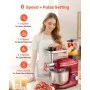 VEVOR Stand Mixer, 6 QT Electric Kitchen Mixer, 660W Dough-Mixer, 6+P Speeds Tilt-head Food-Mixer with 1.6 QT Blender Cup, Stainless Steel Bowl, Dough Hook, Whisk, Beater, for Baking, Mixing, Red