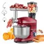 VEVOR Stand Mixer, 6 QT Electric Kitchen Mixer, 660W Dough-Mixer, 6+P Speeds Tilt-head Food-Mixer with 1.6 QT Blender Cup, Stainless Steel Bowl, Dough Hook, Whisk, Beater, for Baking, Mixing, Red