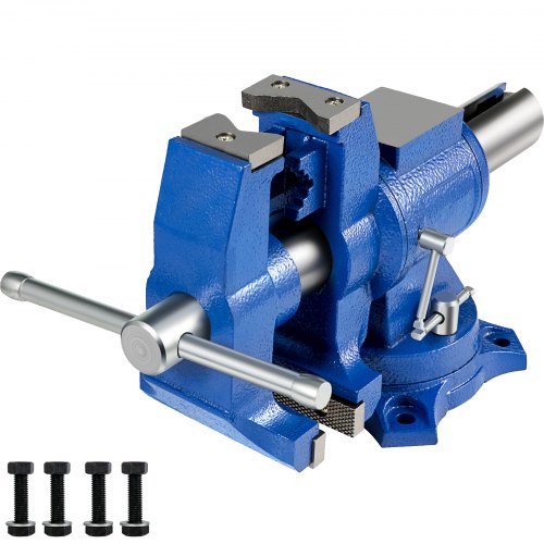 VEVOR 4" Heavy Duty Bench Vise , Double Swivel Rotating Vise Head/Body Rotates 360° ,Pipe Vise Bench Vices 15Kn Clamping Force,for Clamping Fixing Equipment Home or Industrial Use