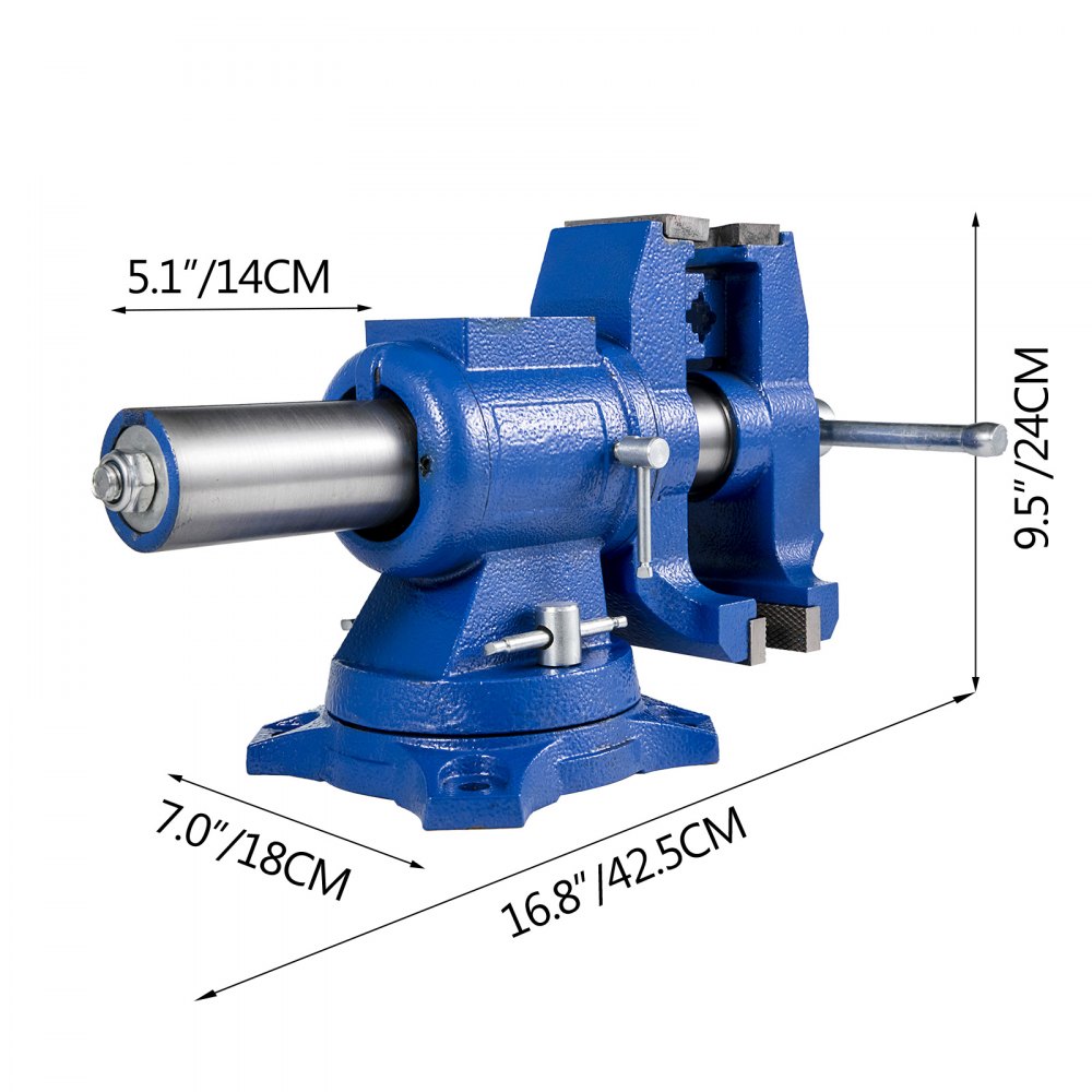 Multi Purpose Bench Vise 5" 360° Swivel Base Hardness Stable Operation Cast Iron