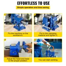 VEVOR Multipurpose Vise 6-Inch Bench Vise 360-Degree Rotation Clamp on Vise with Swivel Base and Head Heavy Duty Multi-Jaw Vise for Clamping Fixing Equipment Home or Industrial Use