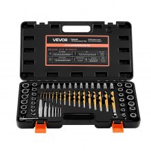 VEVOR Screw Extractor Set with Drill Bits, 65 Pieces, Easy Out Nut Bolt Extractors and Drill Bits, with Adapters, Solid Storage Case, Cr-Mo Steel for Removing Rounded, Broken, or Stripped Fasteners