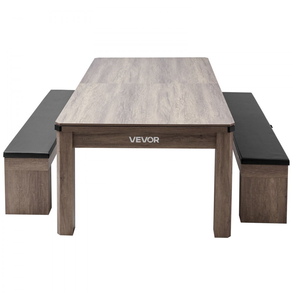 VEVOR 7ft Pool Table Combo Set, 3-in-1 Multi Game Billiards Tables with Dining Top and Ping Pong, 2 Benches for Storage and Accessories, Includes Ball Cue Rack Chalk Brush, for Family Recreation Room