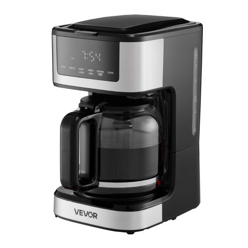 VEVOR 12-cup Programmable Drip Coffee Maker With Touch Screen 2 Brew Strengths 4-hour Keep Warm 24-hour Timer For Home