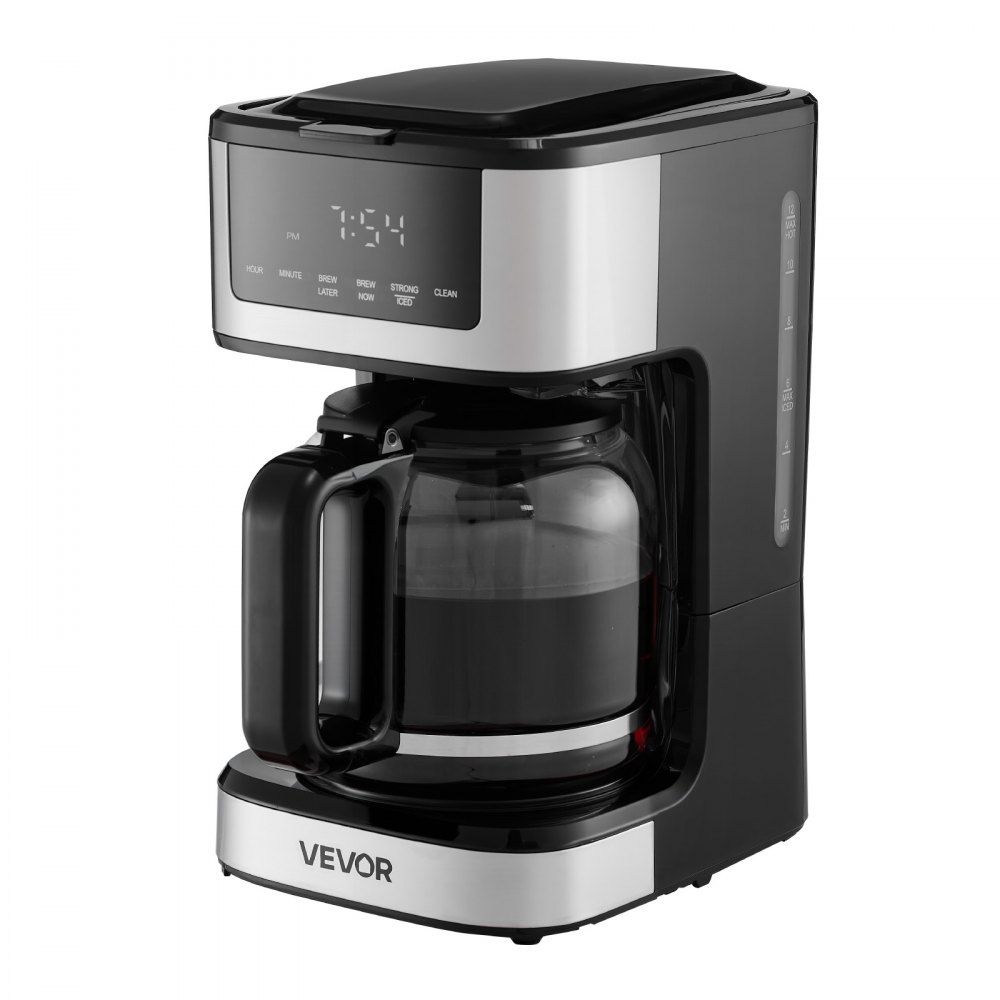 VEVOR Programmable Coffee Maker, 12 Cup Programmable Drip Coffee Makers with Touch Screen, 4-Hour Keep Warm Coffee Makers Drips, 2 Brew Strengths Drip Coffee Machine for Home, 24-Hour Programmable