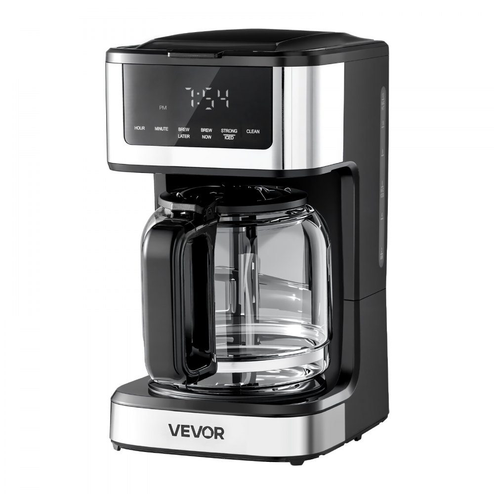 VEVOR Programmable Coffee Maker, 12 Cup Programmable Drip Coffee Makers with Touch Screen, 4-Hour Keep Warm Coffee Makers Drips, 2 Brew Strengths Drip Coffee Machine for Home, 24-Hour Programmable