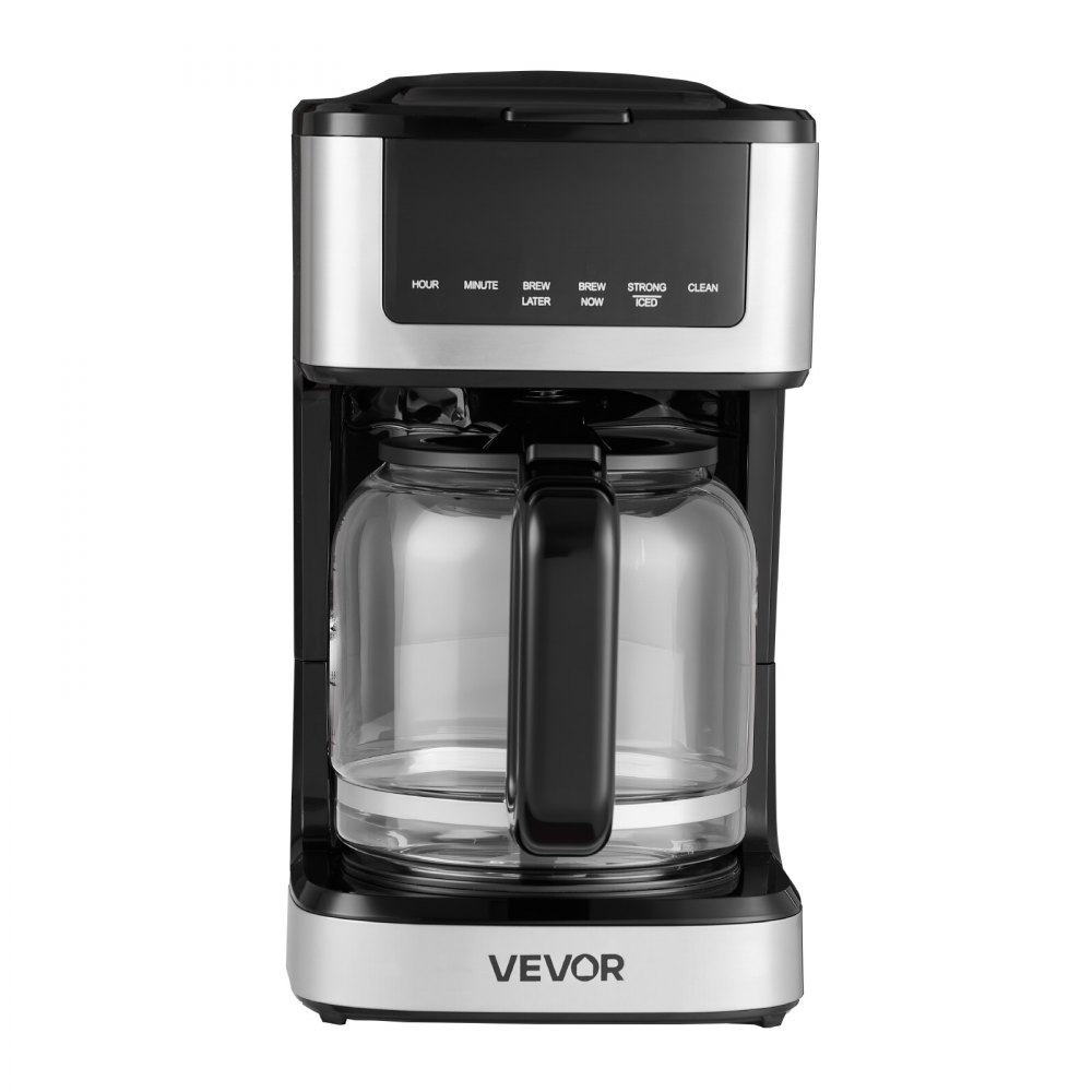 VEVOR Programmable Coffee Maker, 12 Cup Programmable Drip Coffee Makers with Touch Screen, 4-Hour Keep Warm Coffee Makers Drips, 2 Brew Strengths Drip Coffee Machine for Home, 24-Hour Programmable
