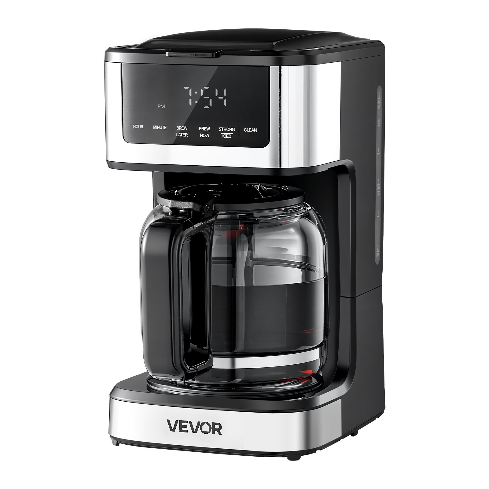VEVOR Programmable Coffee Maker, 12 Cup Programmable Drip Coffee Makers with Touch Screen, 4-Hour Keep Warm Coffee Makers Drips, 2 Brew Strengths Drip Coffee Machine for Home, 24-Hour Programmable