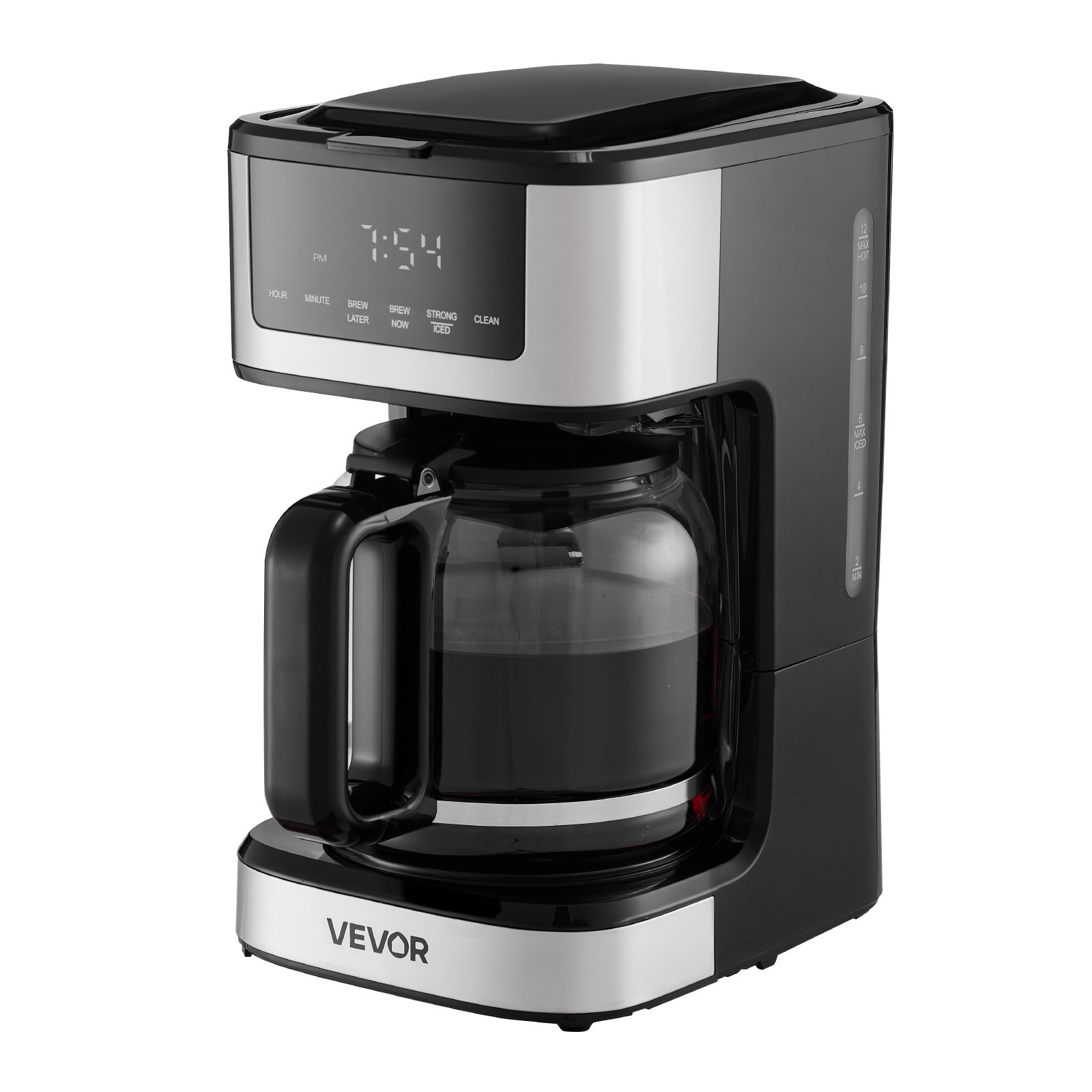 VEVOR Programmable Coffee Maker, 12 Cup Programmable Drip Coffee Makers with Touch Screen, 4-Hour Keep Warm Coffee Makers Drips, 2 Brew Strengths Drip Coffee Machine for Home, 24-Hour Programmable