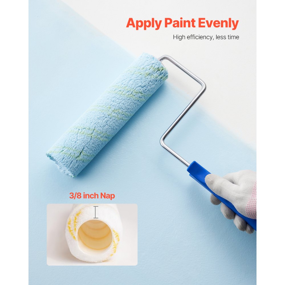 VEVOR Paint Roller Kit, 19 Piece Paint Roller Set, 4" and 9" Paint Rollers with 3/8" Naps, Paint Roller Frames, Paint Tray, Roller Covers, Paint Kit for Painting Walls, Professional or Home Owners