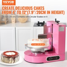 VEVOR Cake Decorating Machine Cake Frosting Spreading for 4" to 12" Cake Pink