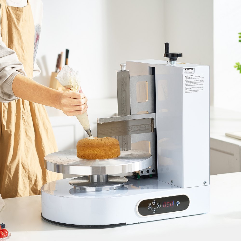 VEVOR Cake Decorating Machine, Cake Cream Spreading Coating Smearing Machine, Low Noise Cake Frosting Machine, Turntable with Adjustable Scraper, for 4" to 12" Cake, 25-320RPM Rotating Speed, White