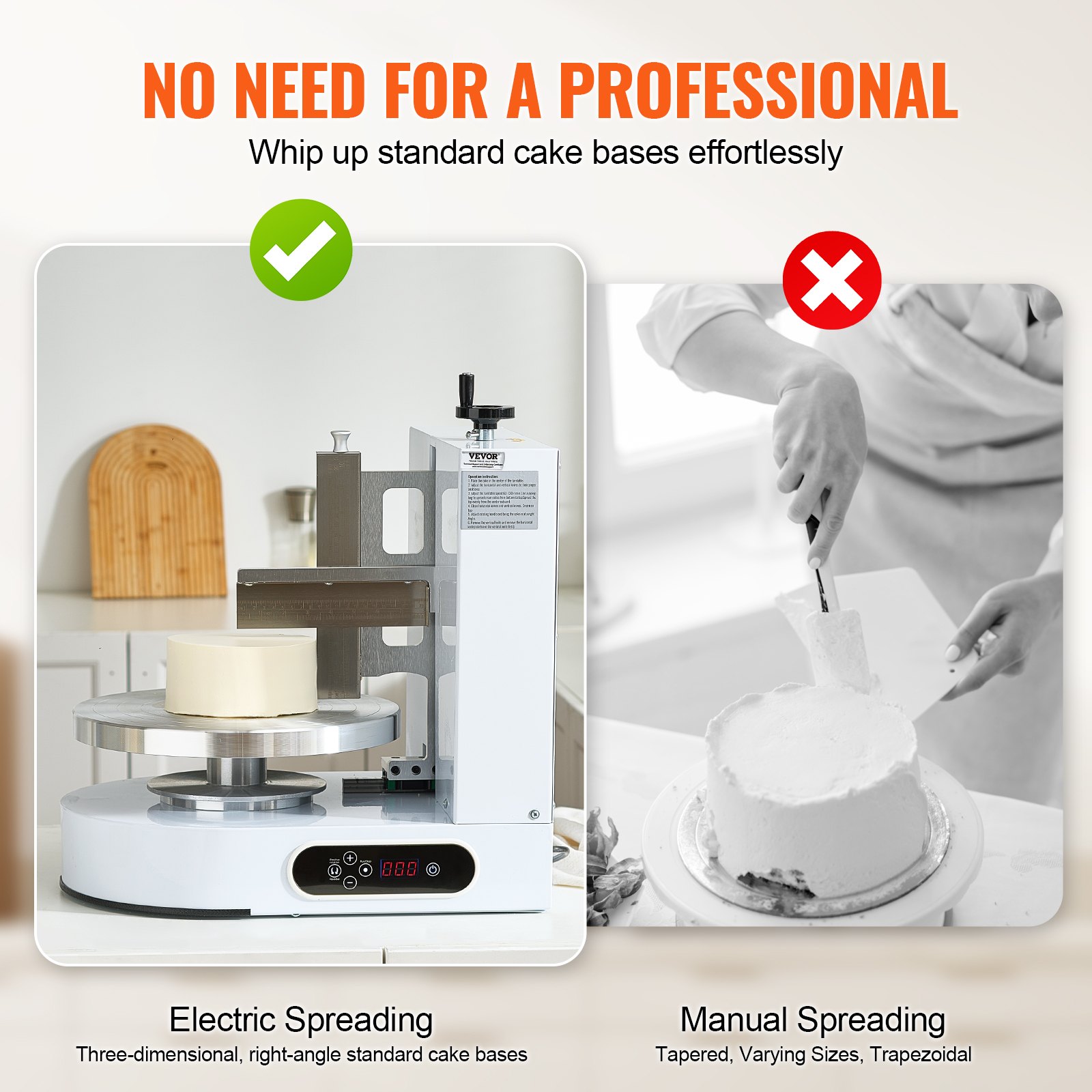 VEVOR kage dekorationsmaskine kage frosting spredning til 4" til 12" kage hvid