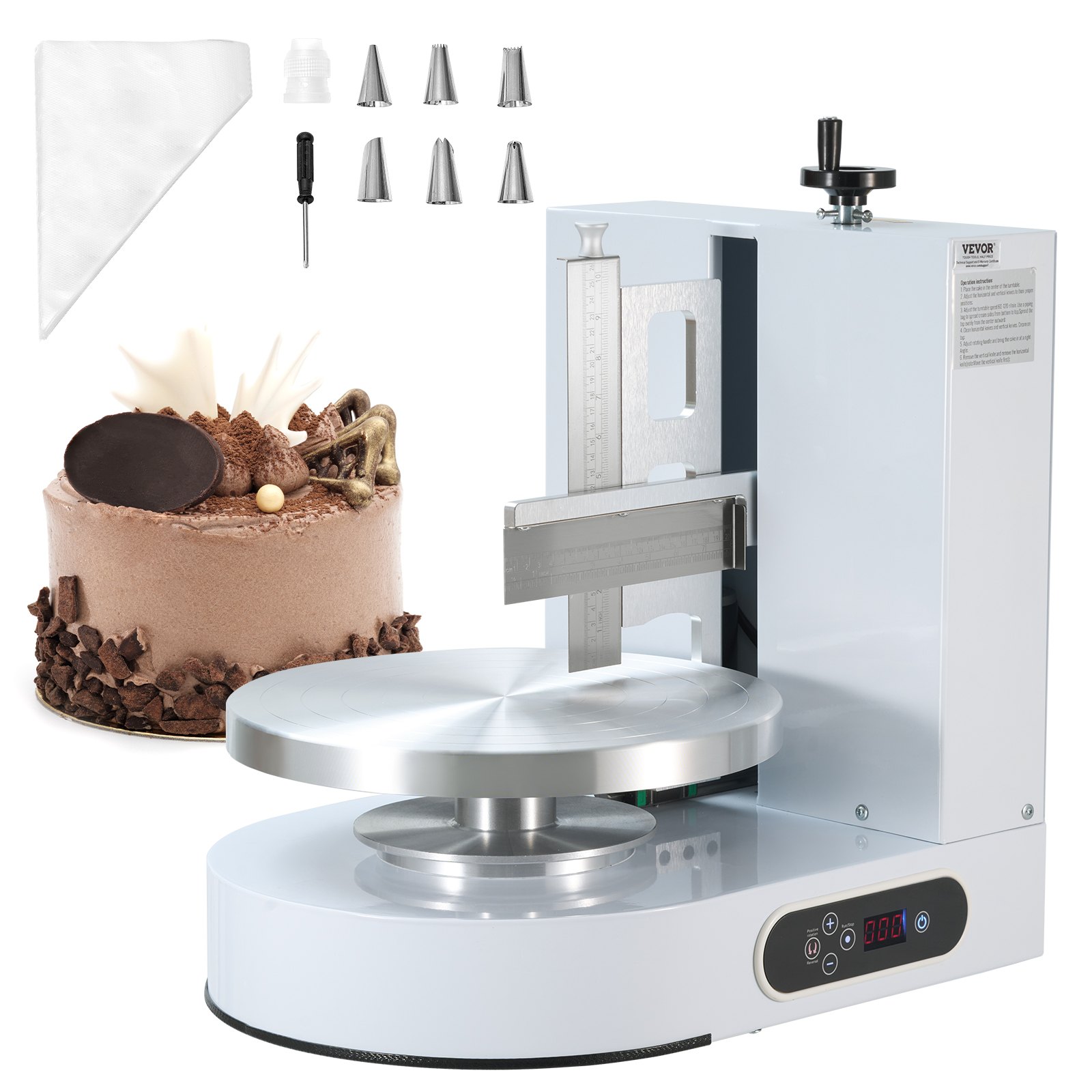 VEVOR kage dekorationsmaskine kage frosting spredning til 4" til 12" kage hvid