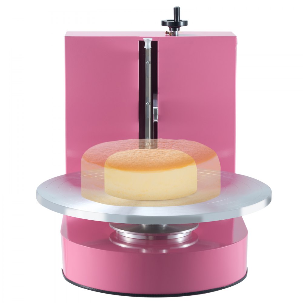 VEVOR Cake Decorating Machine, Cake Cream Spreading Coating Smearing Machine, Low Noise Cake Frosting Machine, Turntable with Adjustable Scraper, for 4" to 16" Cake, 25-320RPM Rotating Speed, Pink