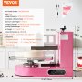 VEVOR Cake Decorating Machine, Cake Cream Spreading Coating Smearing Machine, Low Noise Cake Frosting Machine, Turntable with Adjustable Scraper, for 4" to 16" Cake, 25-320RPM Rotating Speed, Pink