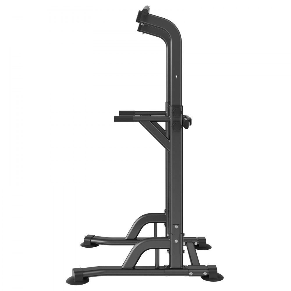 VEVOR Power Tower Dip Station, 10-Level Height Adjustable Pull Up Bar Stand, Multi-Function Strength Training Workout Equipment with 4 Suction Foot Covers, Home Gym Fitness Dip Bar Station, 330LBS