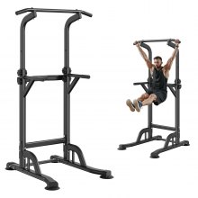 VEVOR Power Tower Dip Station, 10-nivås höjdjusterbar Pull Up Bar-stativ, multifunktionell styrketräningsutrustning med 4 sugfotsskydd, Home Gym Fitness Dip Bar Station, 330 LBS